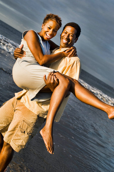 Happy couple on beach