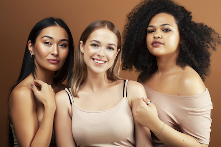 Three women with beautiful skin and full faces