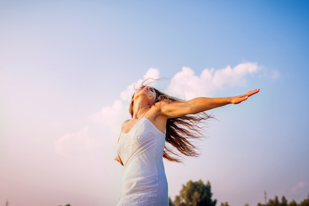 Woman with outstretched arms